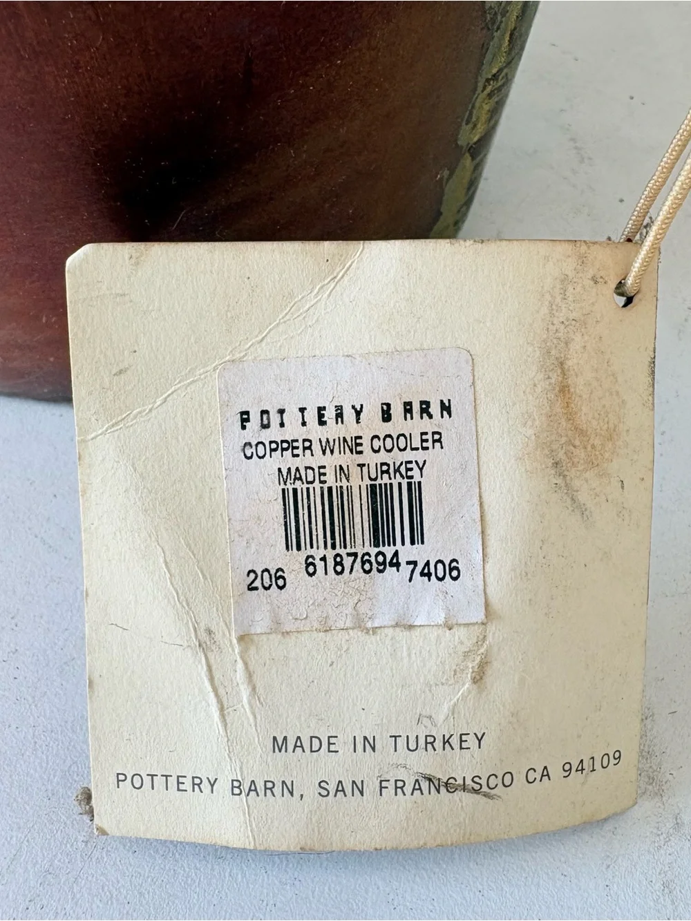 Pottery Barn Copper Wine Cooler Ice Bucket 8”H 7.5”D New But Old Stock